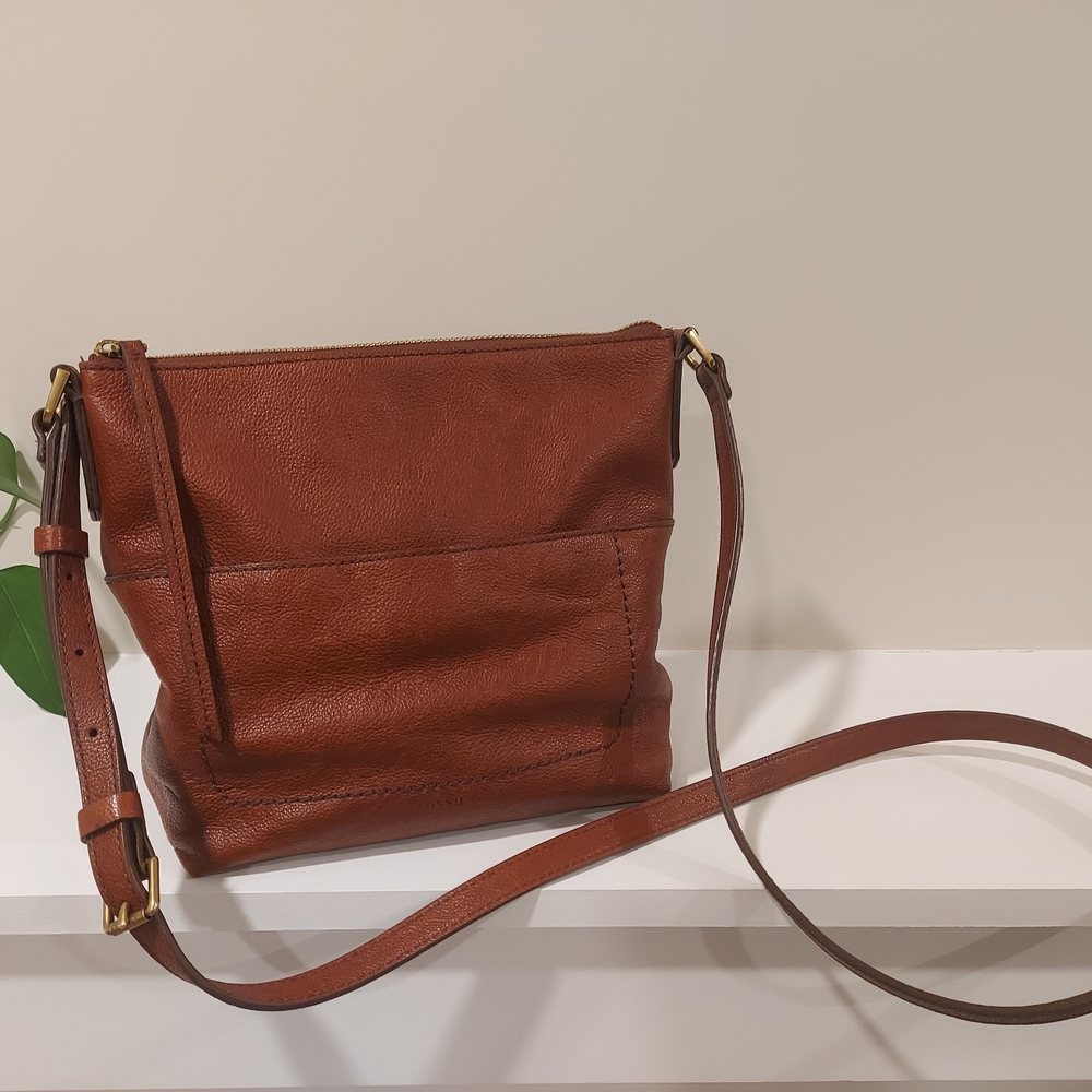 Fossil Chestnut Brown Leather Crossbody